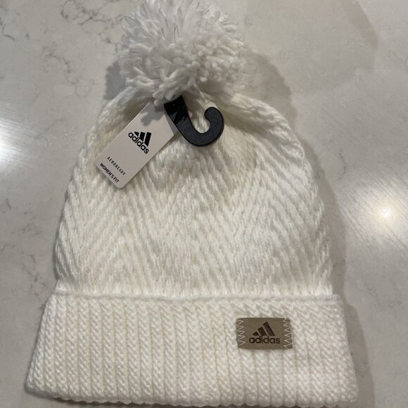 Adidas Twilight‎ 4 Ballie Chevron Knit Hat Beanie Cap Pompom OS Ski Winter NWT - Picture 1 of 6